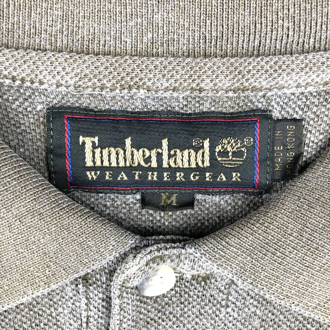 90'S Timberland short-sleeved polo shirt, men's size M equivalent, vintage. cotton Khaki type brown Vintage Second Hand