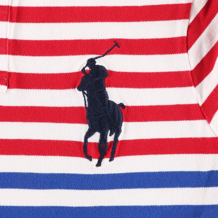 Ralph Lauren POLO RALPH LAUREN CLASSIC FIT Big Pony Short-Sleeve Striped Polo Shirt, Men's Size M (approx.) cotton white type Vintage Second Hand