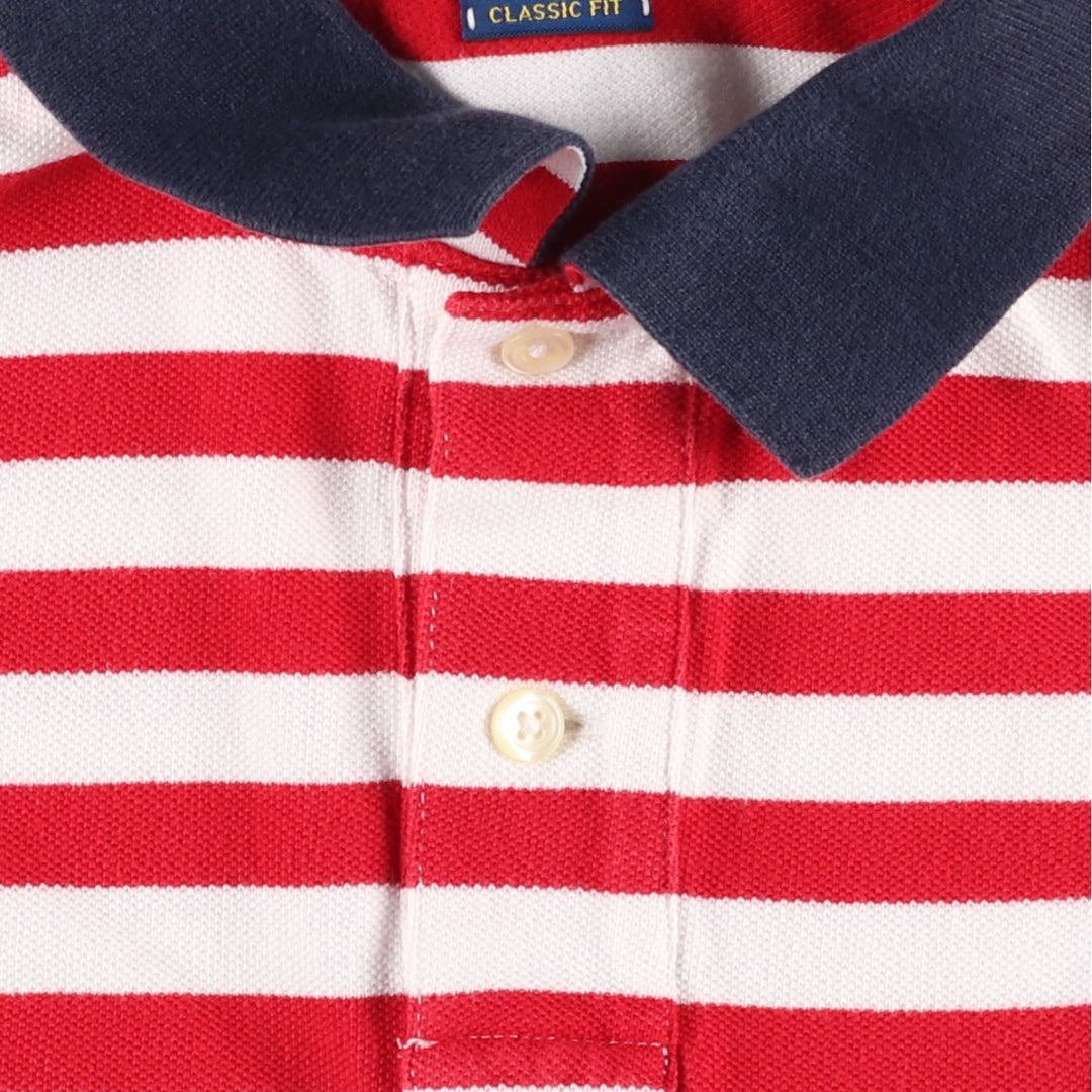 Ralph Lauren POLO RALPH LAUREN CLASSIC FIT Big Pony Short-Sleeve Striped Polo Shirt, Men's Size M (approx.) cotton white type Vintage Second Hand