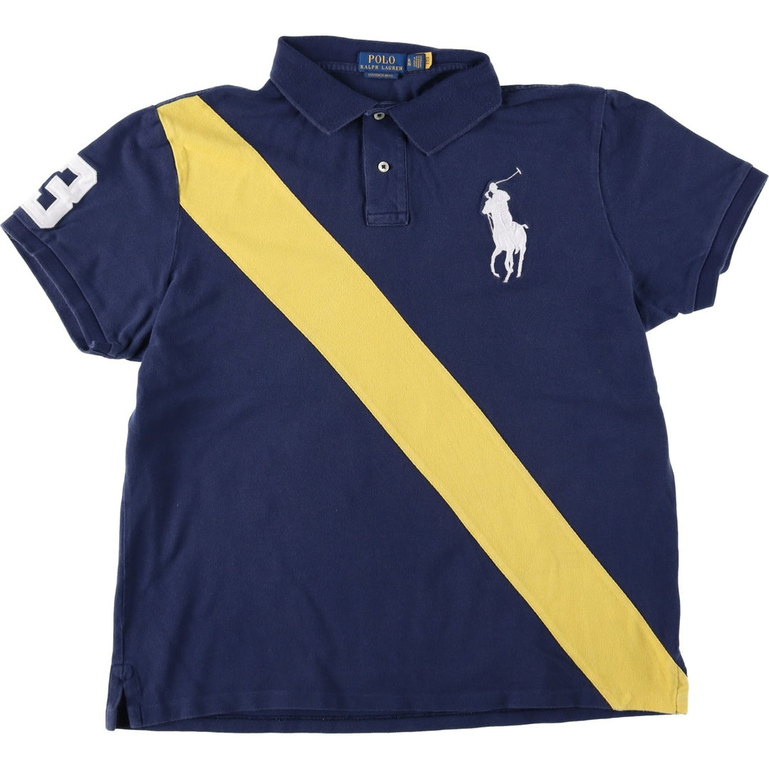 Ralph Lauren POLO RALPH LAUREN CUSTOM SLIM FIT Big Pony Short Sleeve Polo Shirt Men's XL cotton navy blue type Vintage Second Hand