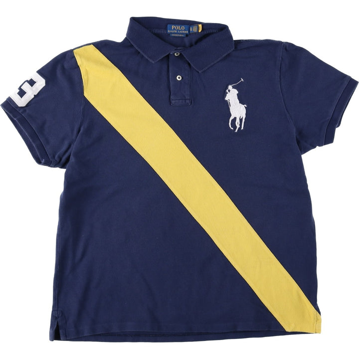 Ralph Lauren POLO RALPH LAUREN CUSTOM SLIM FIT Big Pony Short Sleeve Polo Shirt Men's XL cotton navy blue type Vintage Second Hand