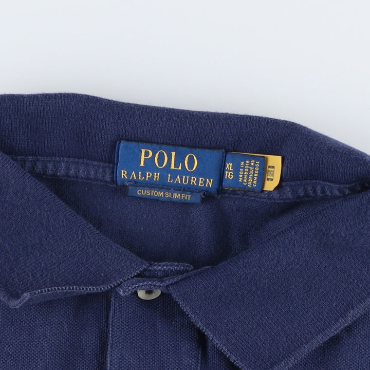 Ralph Lauren POLO RALPH LAUREN CUSTOM SLIM FIT Big Pony Short Sleeve Polo Shirt Men's XL cotton navy blue type Vintage Second Hand