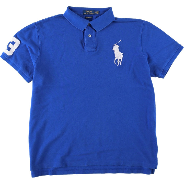 Ralph Lauren POLO RALPH LAUREN CUSTOM SLIM FIT Big Pony Short Sleeve Polo Shirt Men's XL cotton blue type Vintage Second Hand