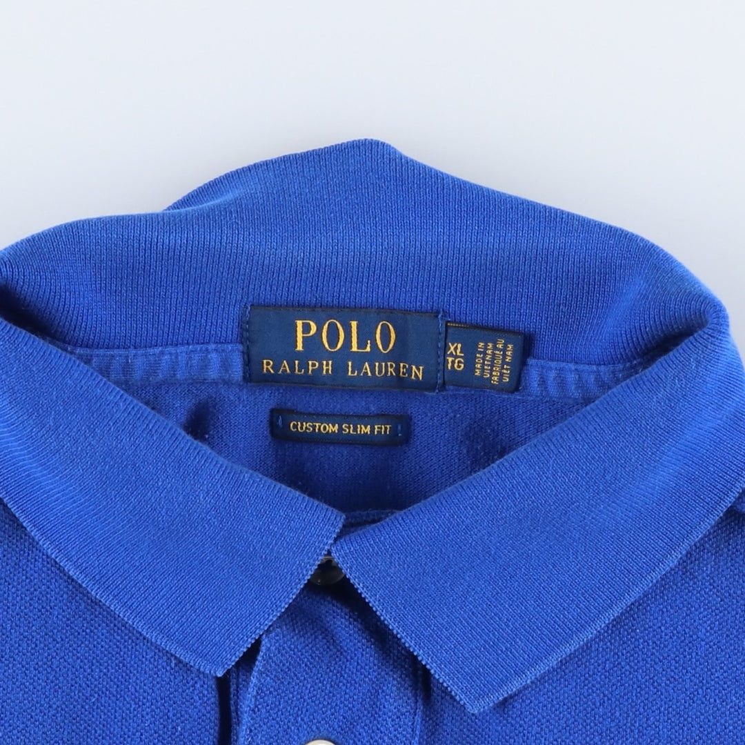 Ralph Lauren POLO RALPH LAUREN CUSTOM SLIM FIT Big Pony Short Sleeve Polo Shirt Men's XL cotton blue type Vintage Second Hand