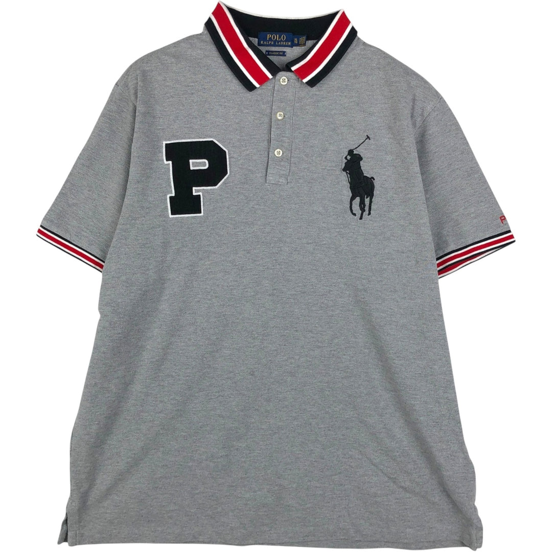 Ralph Lauren POLO RALPH LAUREN CLASSIC FIT Big Pony Short Sleeve Polo Shirt Men's XL cotton gray type Vintage Second Hand
