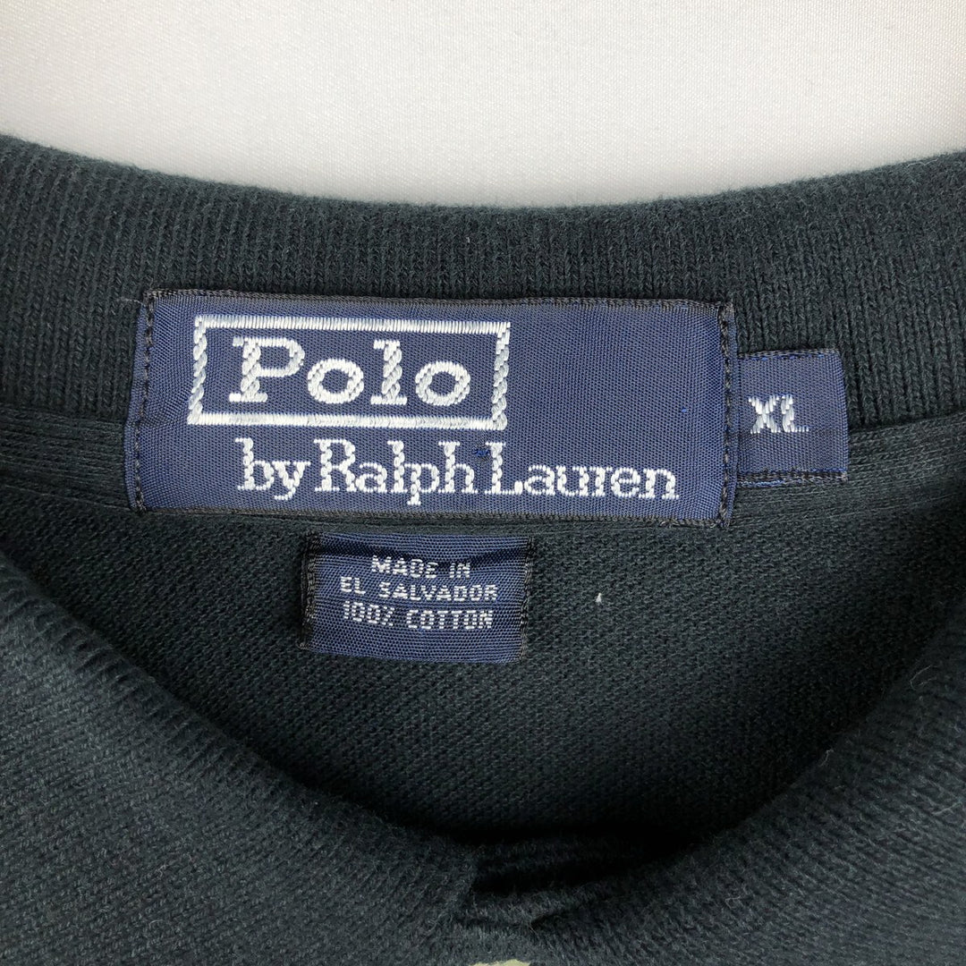 Ralph Lauren POLO by Ralph Lauren short sleeve polo shirt, men's XL size cotton black type Vintage Second Hand