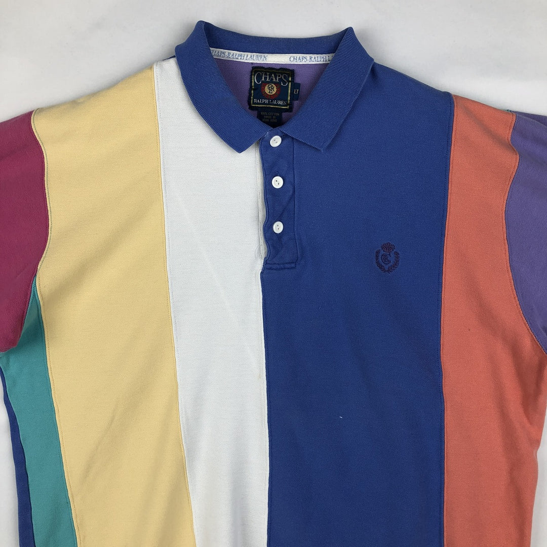 80'S Ralph Lauren CHAPS short sleeve polo shirt, men's size L, vintage cotton blue type Vintage Second Hand
