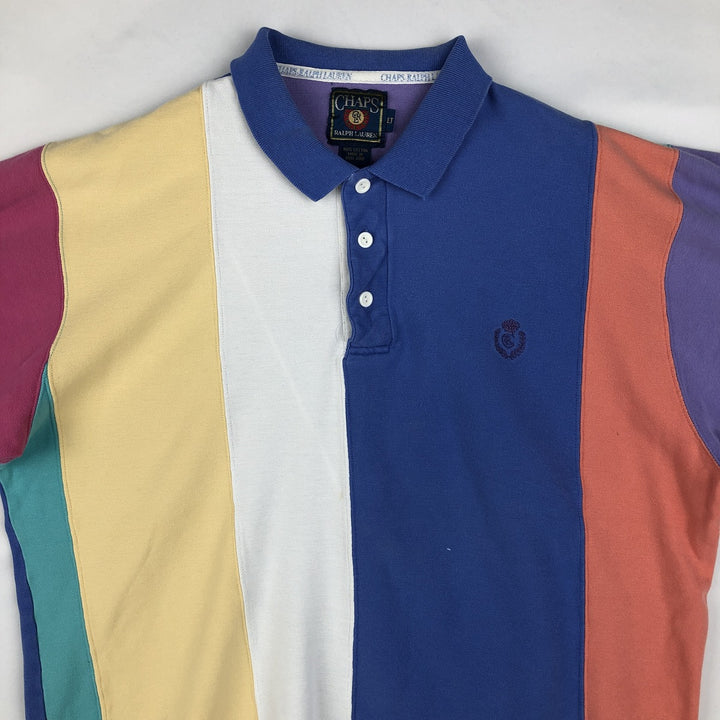 80'S Ralph Lauren CHAPS short sleeve polo shirt, men's size L, vintage cotton blue type Vintage Second Hand