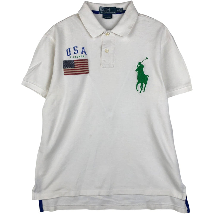 Ralph Lauren POLO by Ralph Lauren CUSTOM FIT Big Pony Short Sleeve Polo Shirt Men's L size cotton white type Vintage Second Hand