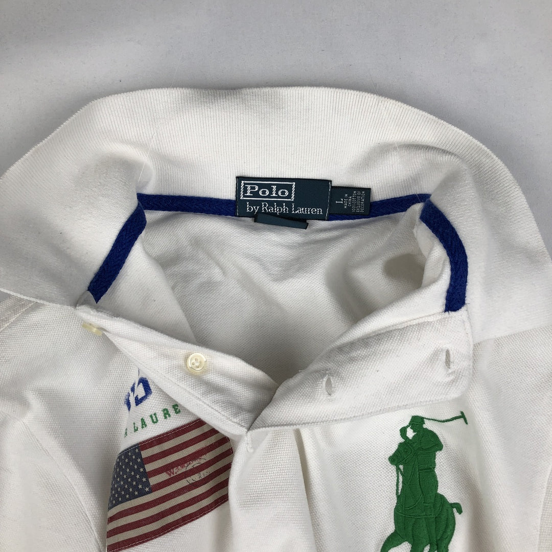 Ralph Lauren POLO by Ralph Lauren CUSTOM FIT Big Pony Short Sleeve Polo Shirt Men's L size cotton white type Vintage Second Hand