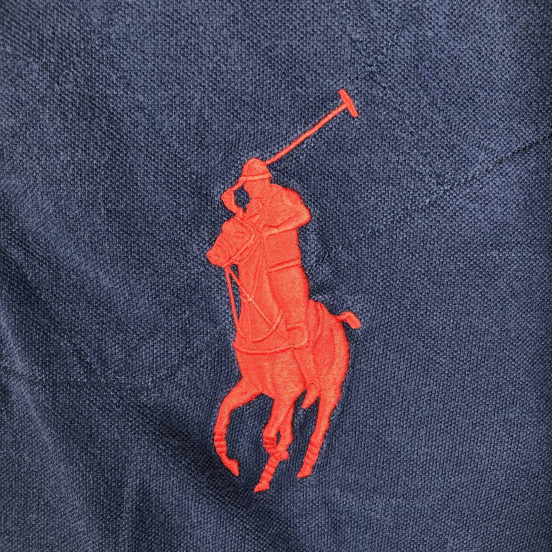 Big Size Ralph Lauren POLO by Ralph Lauren Big Pony Short-Sleeve Rugby Shirt, Men's XXXXL Equivalent cotton navy blue type Vintage Second Hand