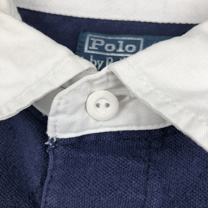 Big Size Ralph Lauren POLO by Ralph Lauren Big Pony Short-Sleeve Rugby Shirt, Men's XXXXL Equivalent cotton navy blue type Vintage Second Hand