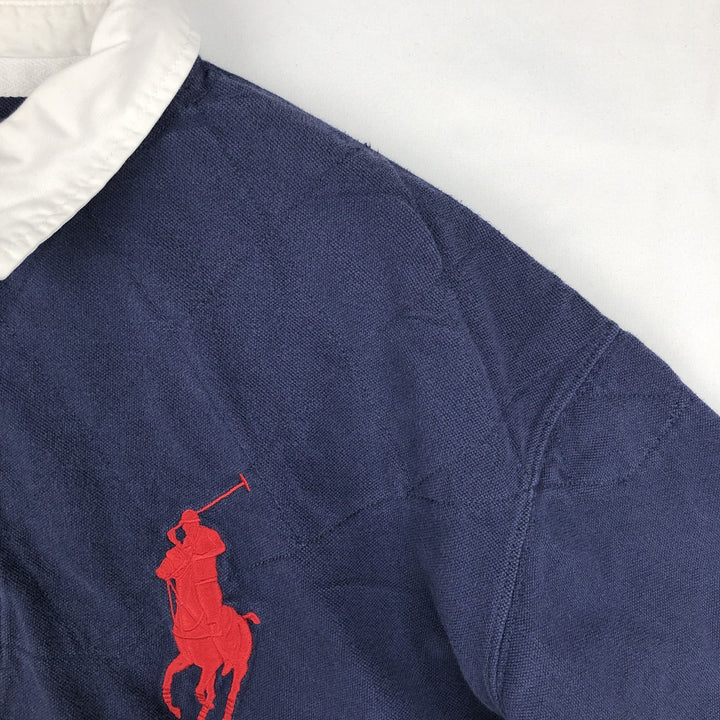 Big Size Ralph Lauren POLO by Ralph Lauren Big Pony Short-Sleeve Rugby Shirt, Men's XXXXL Equivalent cotton navy blue type Vintage Second Hand