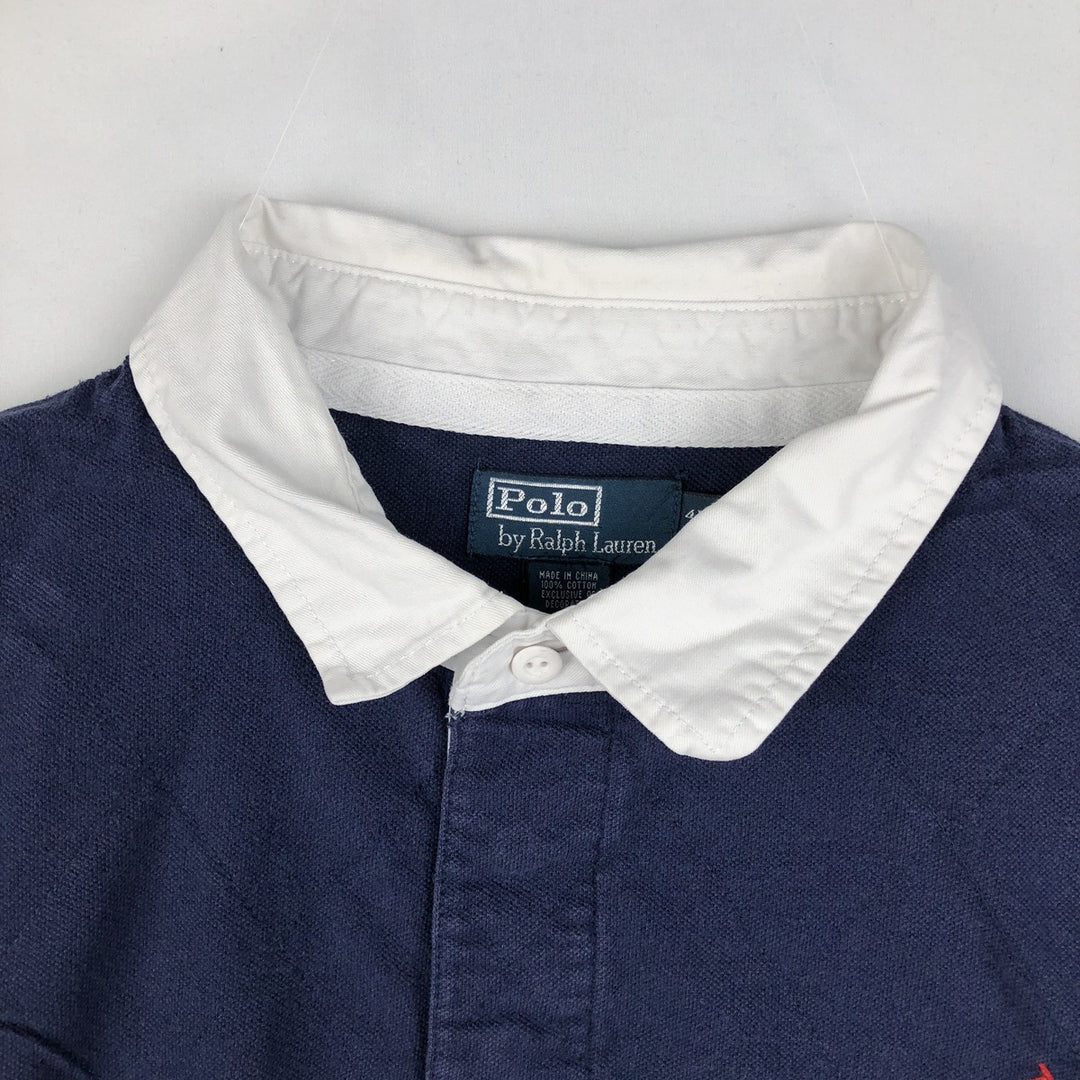 Big Size Ralph Lauren POLO by Ralph Lauren Big Pony Short-Sleeve Rugby Shirt, Men's XXXXL Equivalent cotton navy blue type Vintage Second Hand