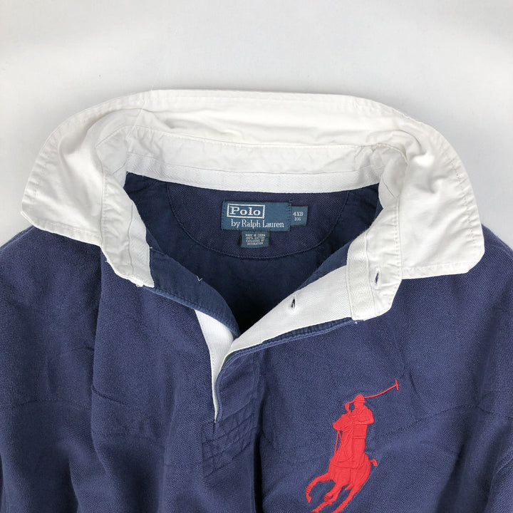 Big Size Ralph Lauren POLO by Ralph Lauren Big Pony Short-Sleeve Rugby Shirt, Men's XXXXL Equivalent cotton navy blue type Vintage Second Hand