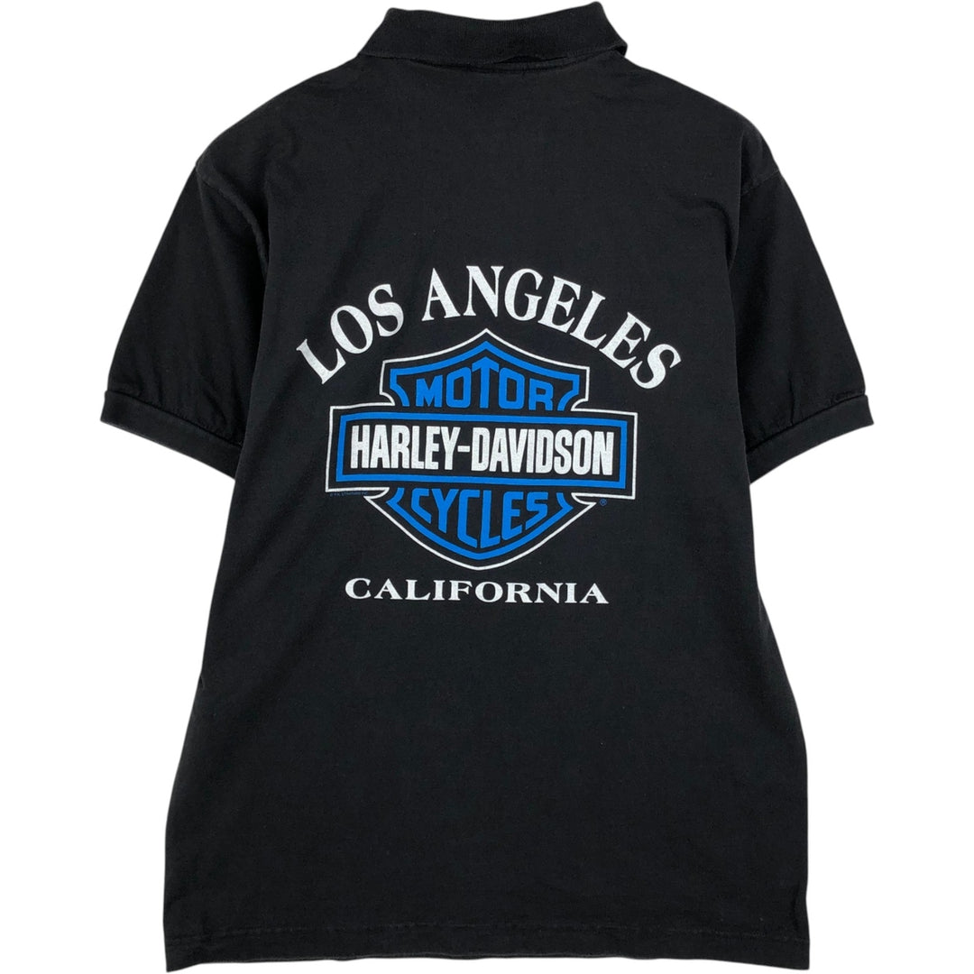 1990'S Harley-Davidson Short-Sleeve Polo Shirt, Made in USA, Men's Size M (Equivalent), Vintage cotton black type Vintage Second Hand