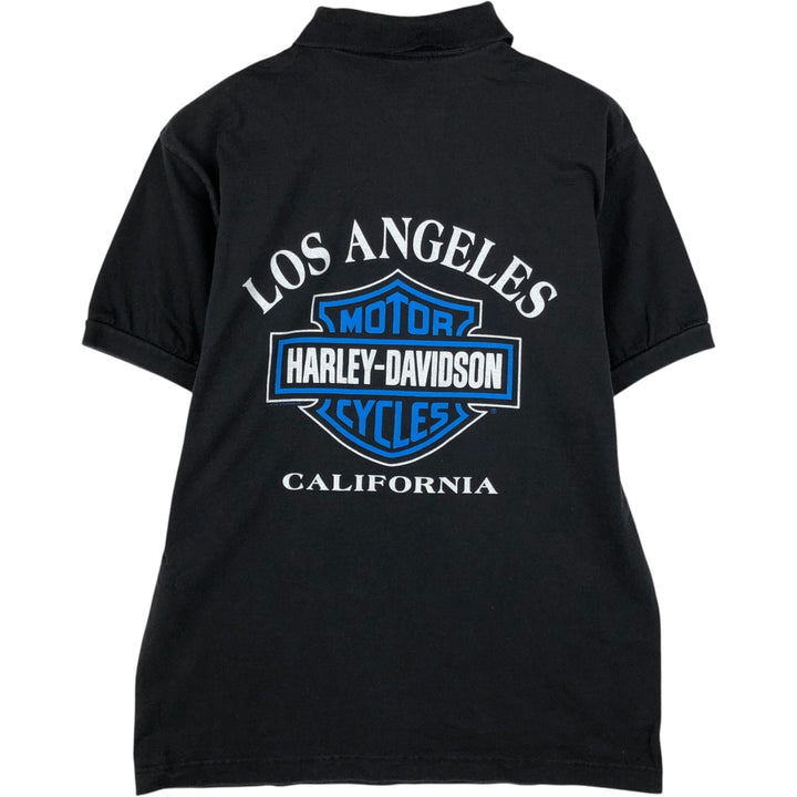 1990'S Harley-Davidson Short-Sleeve Polo Shirt, Made in USA, Men's Size M (Equivalent), Vintage cotton black type Vintage Second Hand