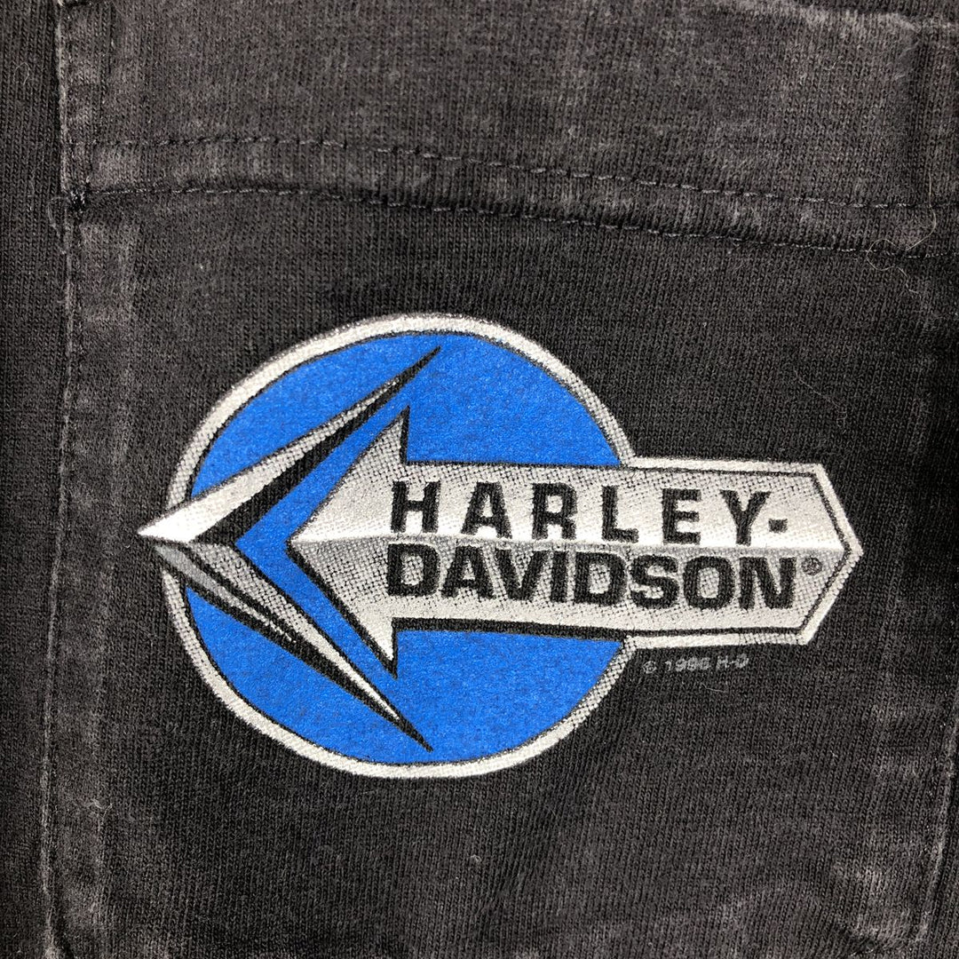 1990'S Harley-Davidson Short-Sleeve Polo Shirt, Made in USA, Men's Size M (Equivalent), Vintage cotton black type Vintage Second Hand