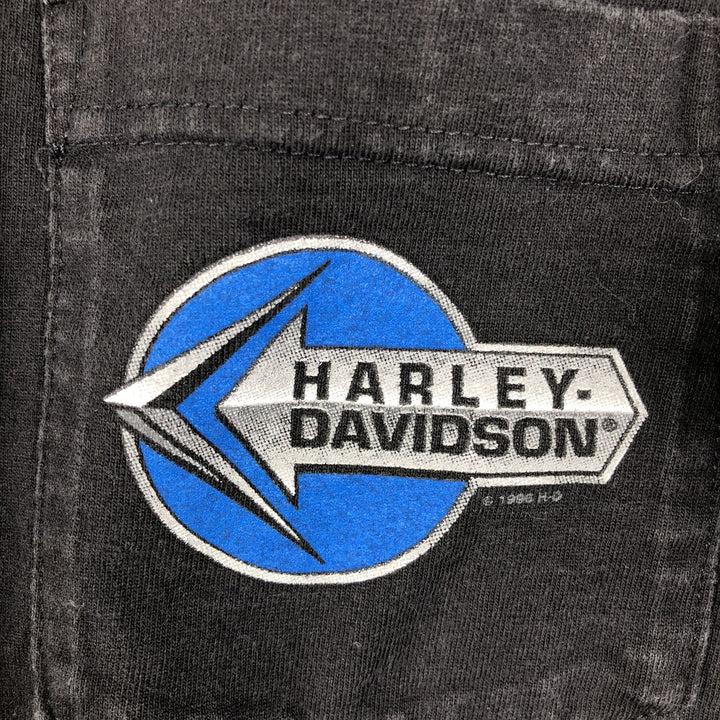 1990'S Harley-Davidson Short-Sleeve Polo Shirt, Made in USA, Men's Size M (Equivalent), Vintage cotton black type Vintage Second Hand