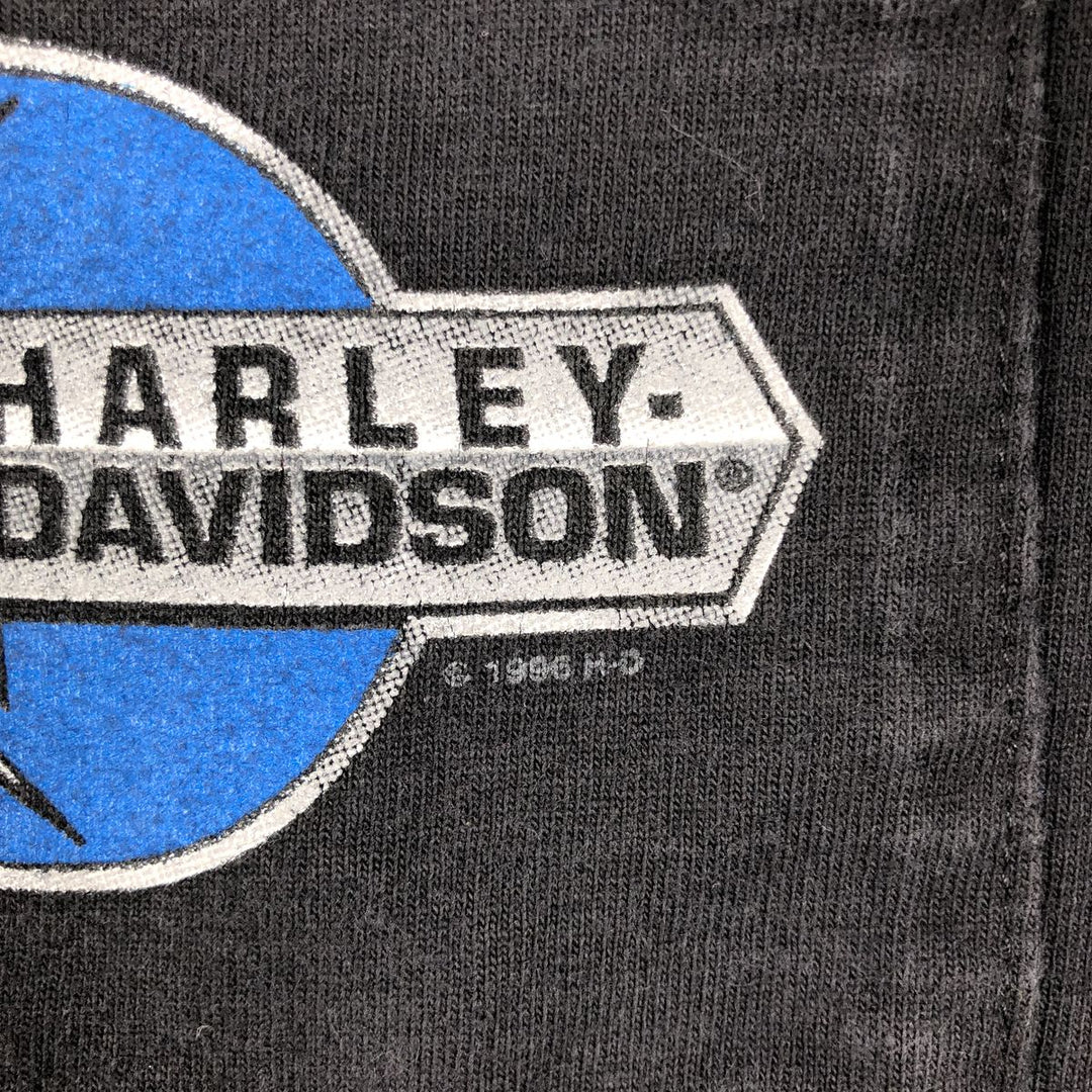 1990'S Harley-Davidson Short-Sleeve Polo Shirt, Made in USA, Men's Size M (Equivalent), Vintage cotton black type Vintage Second Hand
