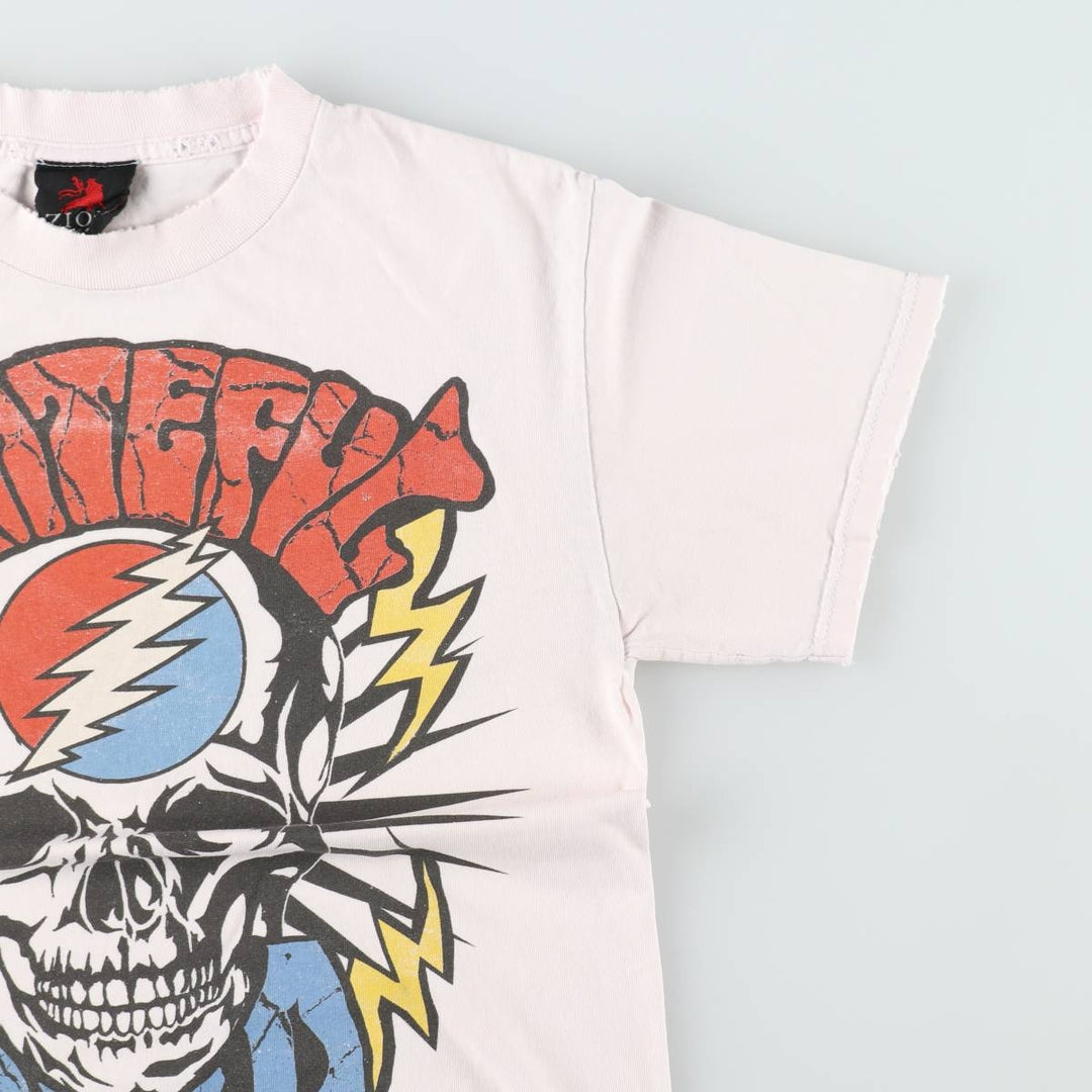 2000'S ZION GRATEFUL DEAD Skull Pattern Band T-Shirt, Made in USA, Men's Size S (approx.) cotton pink type Vintage Second Hand