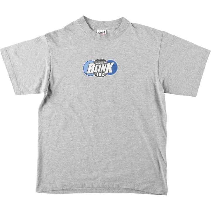 Anvil BLINK-182 Band T-Shirt, Made in USA, Men's Size M cotton gray type Vintage Second Hand