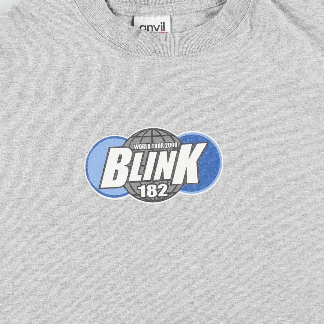 Anvil BLINK-182 Band T-Shirt, Made in USA, Men's Size M cotton gray type Vintage Second Hand
