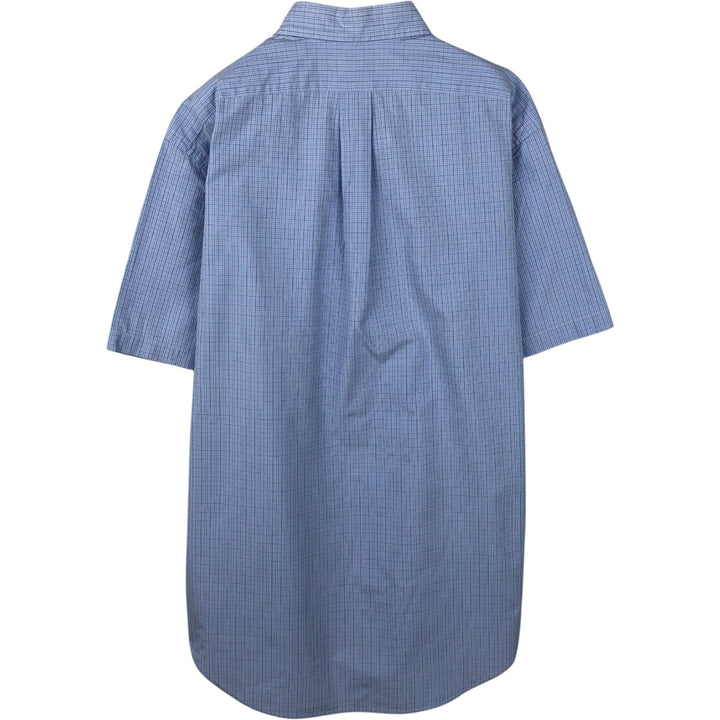 Ralph Lauren Classic Fit Short Sleeve Button Down Check Shirt Men's Size L cotton Blue type light blue Vintage Second Hand