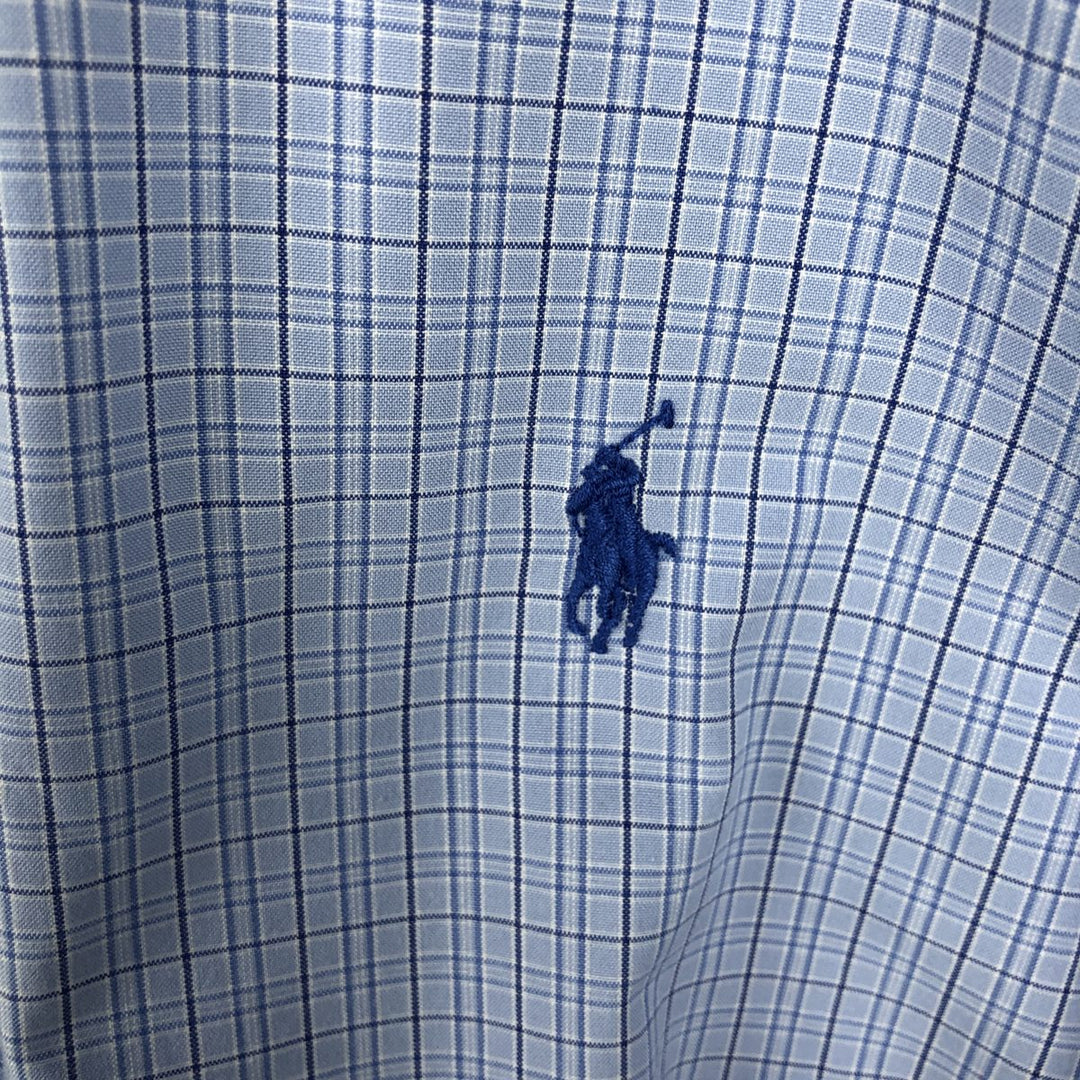 Ralph Lauren Classic Fit Short Sleeve Button Down Check Shirt Men's Size L cotton Blue type light blue Vintage Second Hand