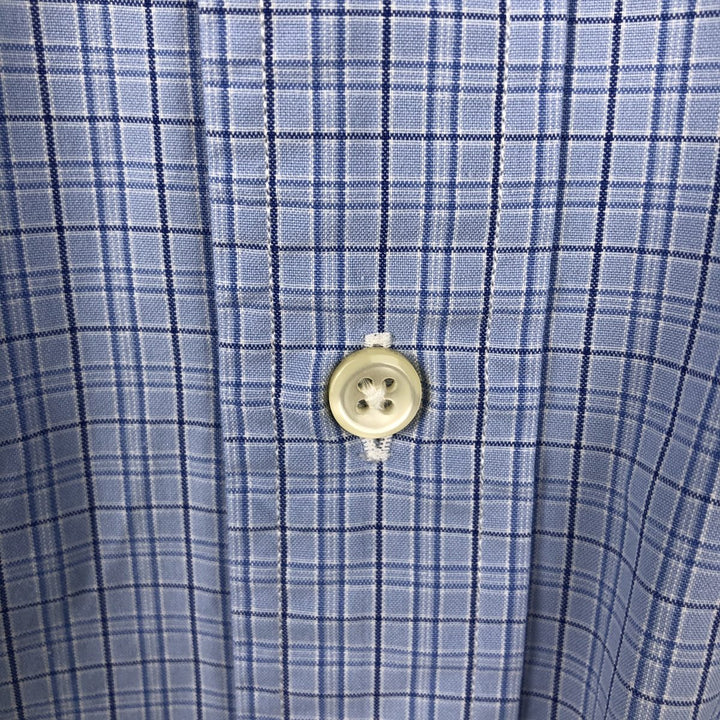 Ralph Lauren Classic Fit Short Sleeve Button Down Check Shirt Men's Size L cotton Blue type light blue Vintage Second Hand
