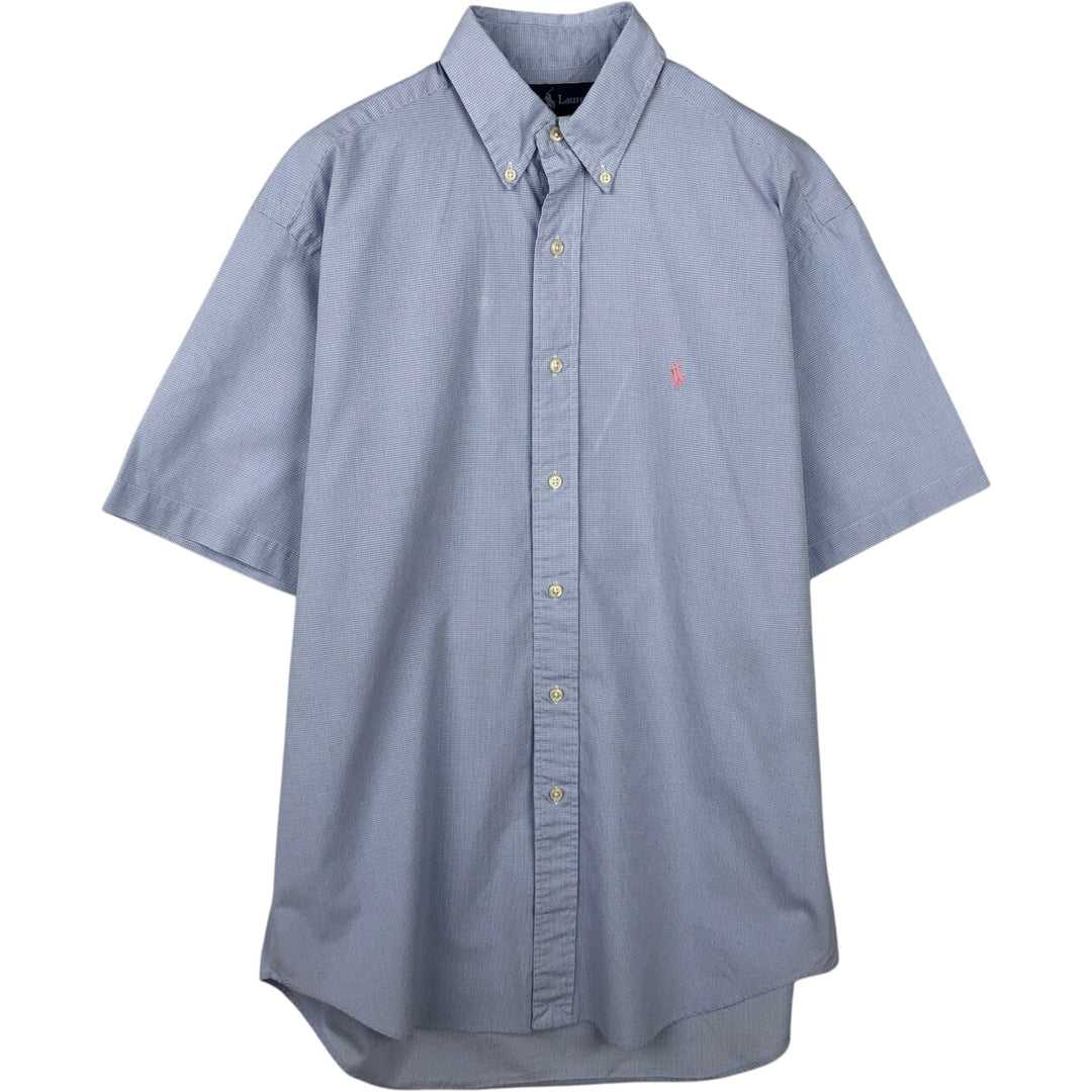 Ralph Lauren BLAKE Short-Sleeve Button-Down Check Shirt, Men's Size S (approx.) cotton Blue type light blue Vintage Second Hand