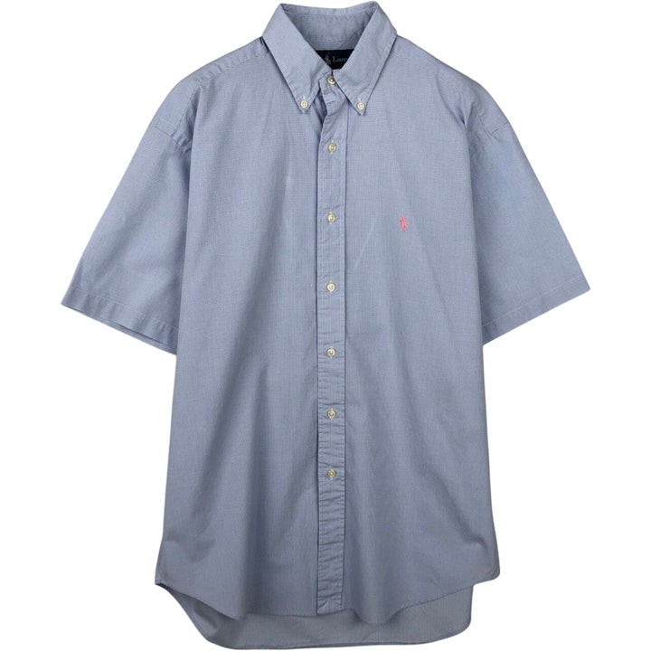 Ralph Lauren BLAKE Short-Sleeve Button-Down Check Shirt, Men's Size S (approx.) cotton Blue type light blue Vintage Second Hand