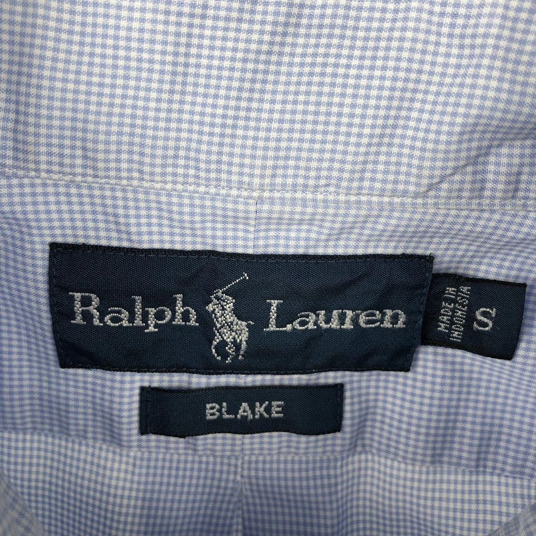 Ralph Lauren BLAKE Short-Sleeve Button-Down Check Shirt, Men's Size S (approx.) cotton Blue type light blue Vintage Second Hand