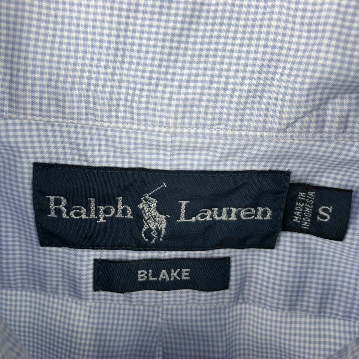 Ralph Lauren BLAKE Short-Sleeve Button-Down Check Shirt, Men's Size S (approx.) cotton Blue type light blue Vintage Second Hand