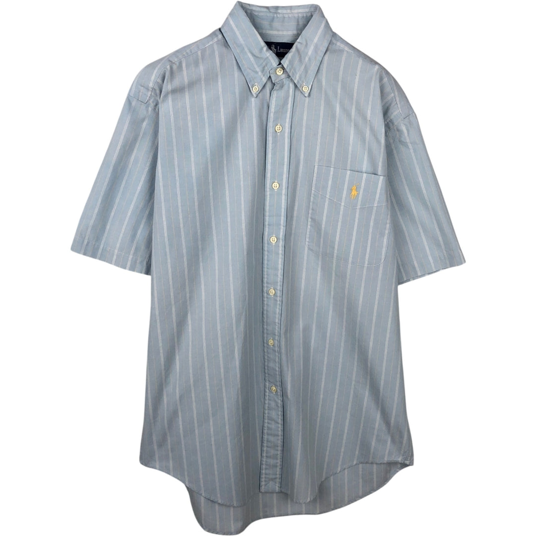 Ralph Lauren TILDEN Multi-stripe Short-Sleeve Button-Down Striped Shirt, Men's Size S (approx.) cotton Blue type light blue Vintage Second Hand