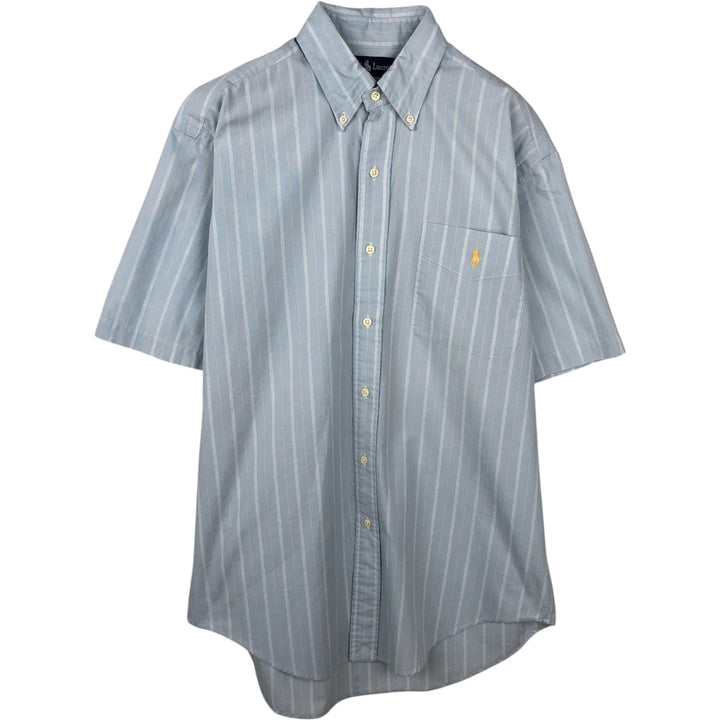 Ralph Lauren TILDEN Multi-stripe Short-Sleeve Button-Down Striped Shirt, Men's Size S (approx.) cotton Blue type light blue Vintage Second Hand