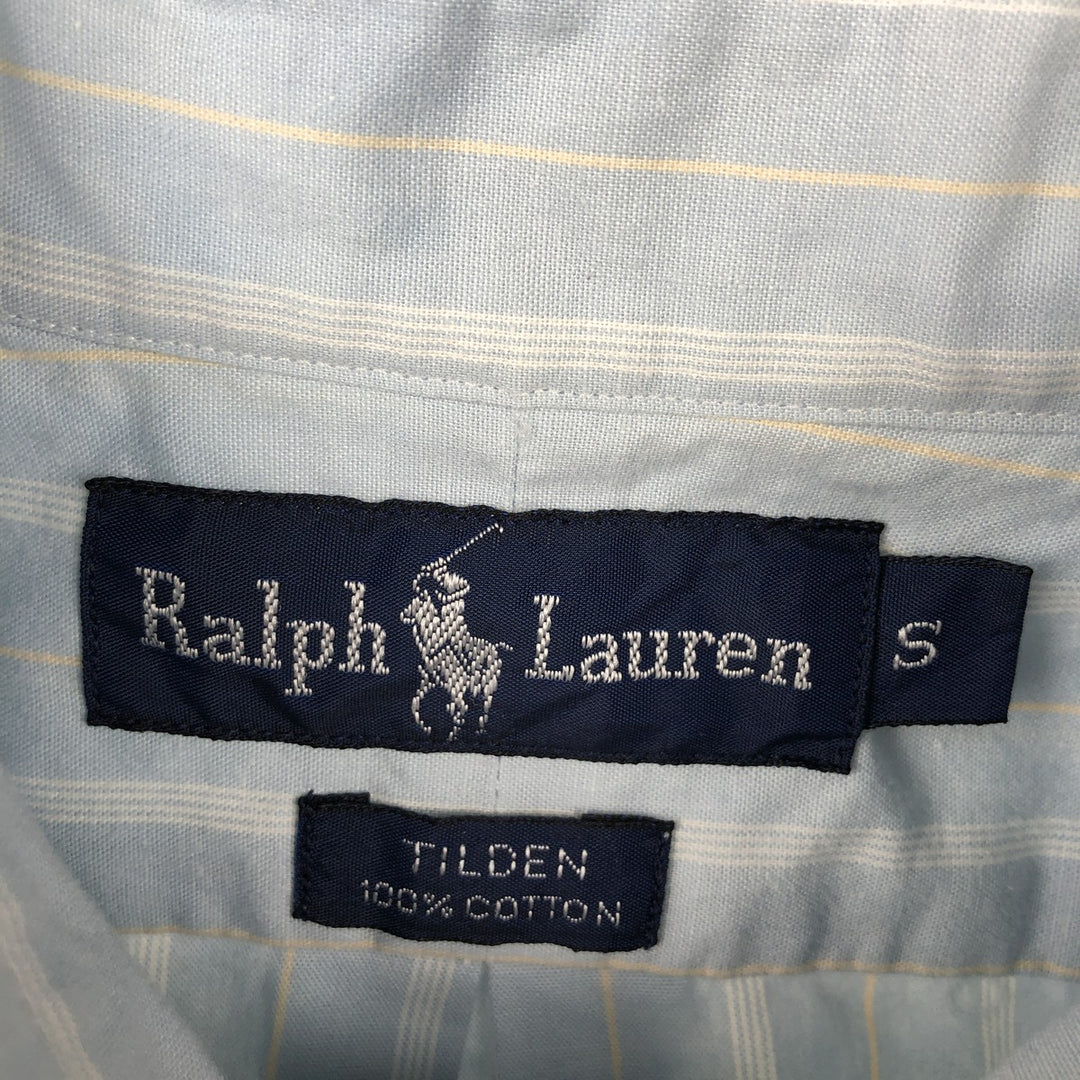 Ralph Lauren TILDEN Multi-stripe Short-Sleeve Button-Down Striped Shirt, Men's Size S (approx.) cotton Blue type light blue Vintage Second Hand