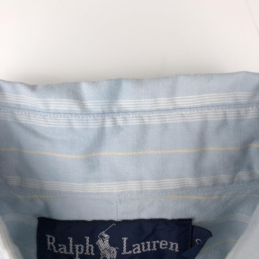 Ralph Lauren TILDEN Multi-stripe Short-Sleeve Button-Down Striped Shirt, Men's Size S (approx.) cotton Blue type light blue Vintage Second Hand