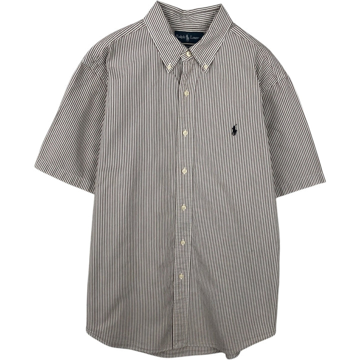 Ralph Lauren Classic Fit Short Sleeve Button Down Striped Shirt Men's Size L cotton white type Vintage Second Hand