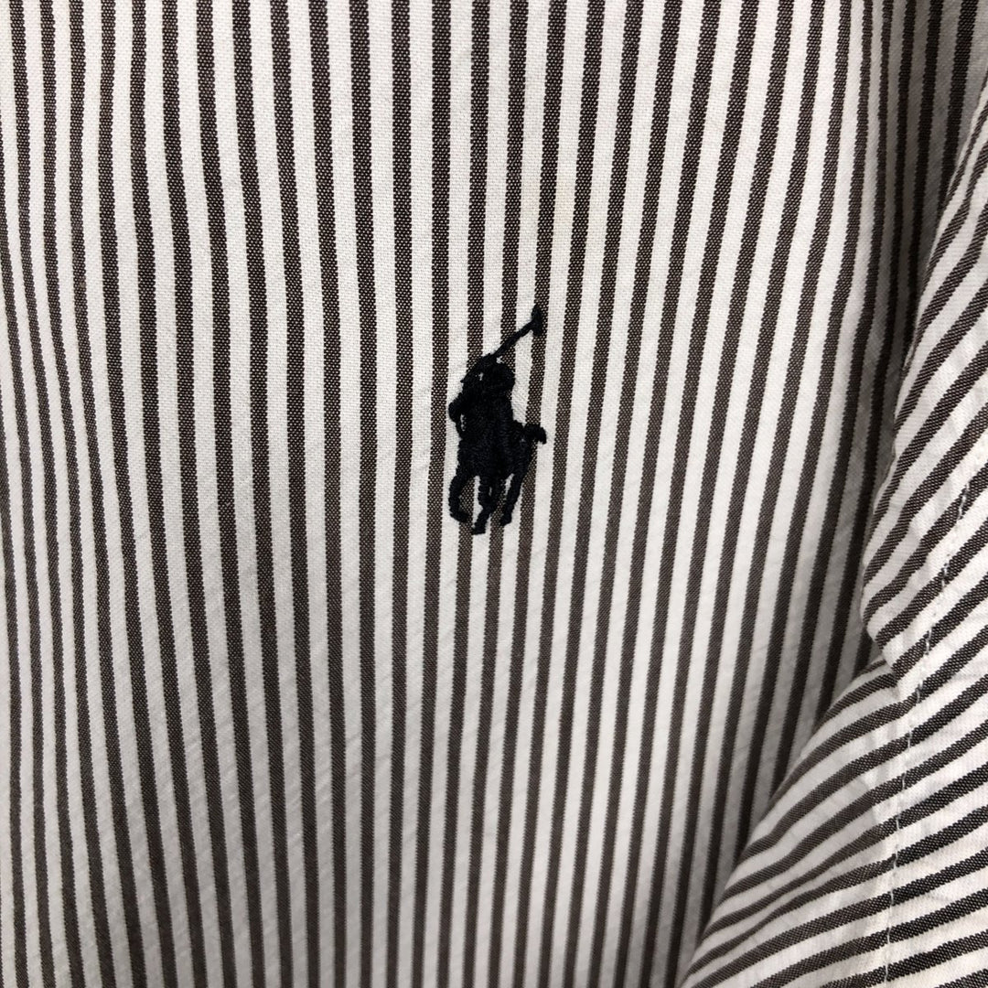 Ralph Lauren Classic Fit Short Sleeve Button Down Striped Shirt Men's Size L cotton white type Vintage Second Hand