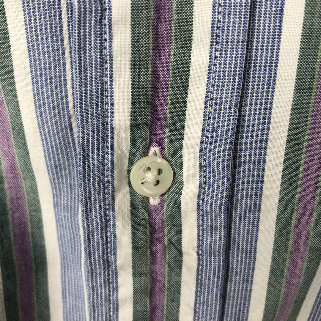 Ralph Lauren POLO by Ralph Lauren Multi-stripe Short-Sleeve Button-Down Striped Shirt, Men's Size L (approx.) cotton Blue type light blue Vintage Second Hand