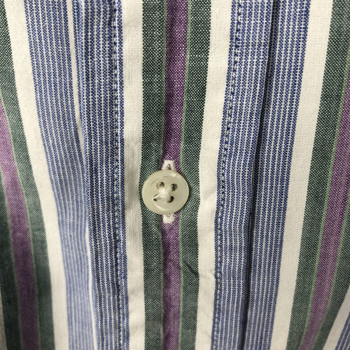 Ralph Lauren POLO by Ralph Lauren Multi-stripe Short-Sleeve Button-Down Striped Shirt, Men's Size L (approx.) cotton Blue type light blue Vintage Second Hand