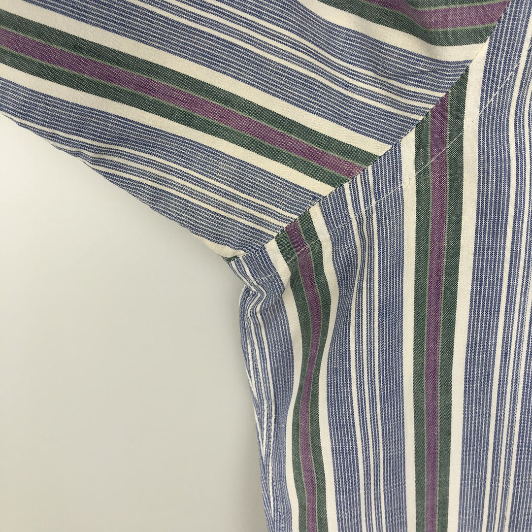 Ralph Lauren POLO by Ralph Lauren Multi-stripe Short-Sleeve Button-Down Striped Shirt, Men's Size L (approx.) cotton Blue type light blue Vintage Second Hand