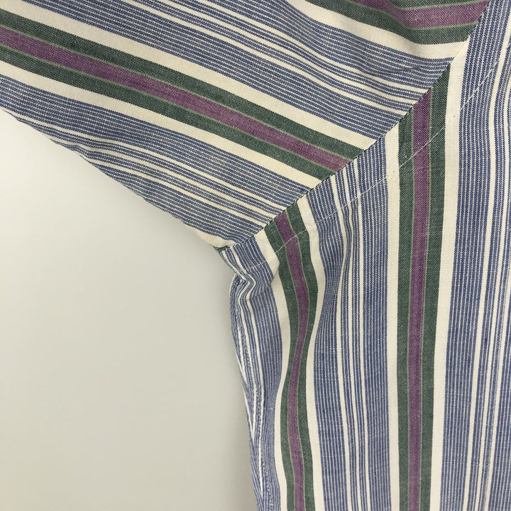 Ralph Lauren POLO by Ralph Lauren Multi-stripe Short-Sleeve Button-Down Striped Shirt, Men's Size L (approx.) cotton Blue type light blue Vintage Second Hand
