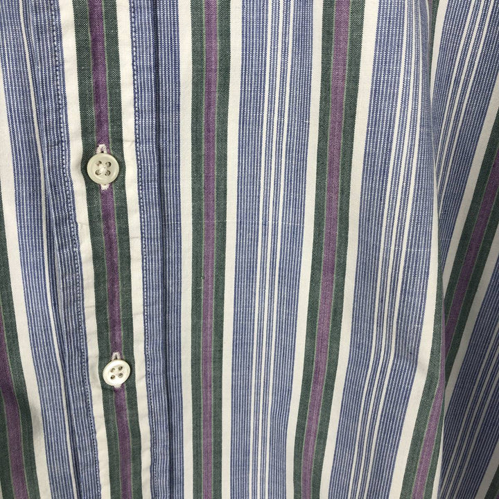 Ralph Lauren POLO by Ralph Lauren Multi-stripe Short-Sleeve Button-Down Striped Shirt, Men's Size L (approx.) cotton Blue type light blue Vintage Second Hand