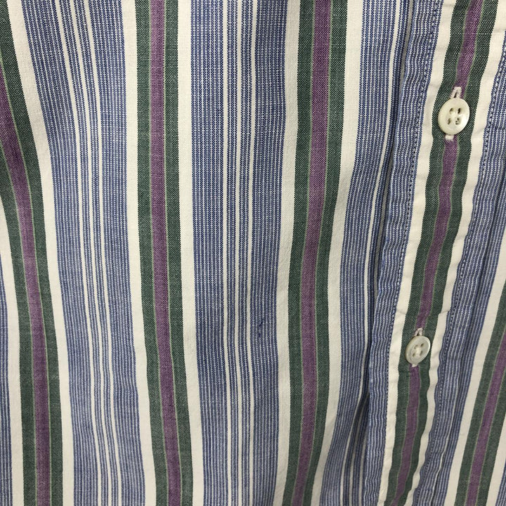 Ralph Lauren POLO by Ralph Lauren Multi-stripe Short-Sleeve Button-Down Striped Shirt, Men's Size L (approx.) cotton Blue type light blue Vintage Second Hand