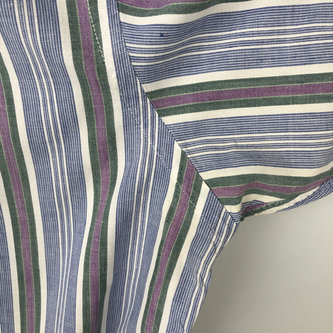 Ralph Lauren POLO by Ralph Lauren Multi-stripe Short-Sleeve Button-Down Striped Shirt, Men's Size L (approx.) cotton Blue type light blue Vintage Second Hand
