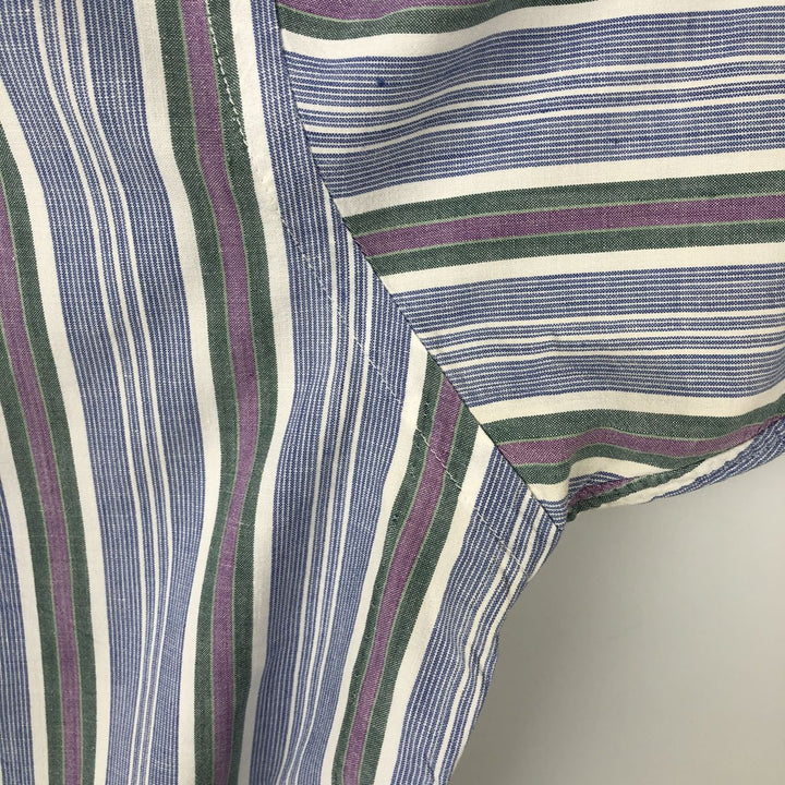 Ralph Lauren POLO by Ralph Lauren Multi-stripe Short-Sleeve Button-Down Striped Shirt, Men's Size L (approx.) cotton Blue type light blue Vintage Second Hand