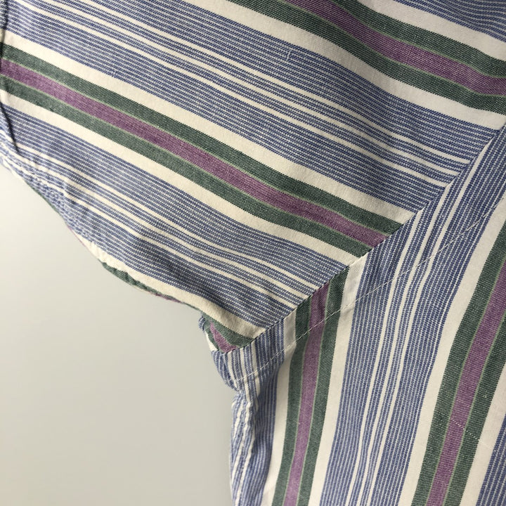 Ralph Lauren POLO by Ralph Lauren Multi-stripe Short-Sleeve Button-Down Striped Shirt, Men's Size L (approx.) cotton Blue type light blue Vintage Second Hand