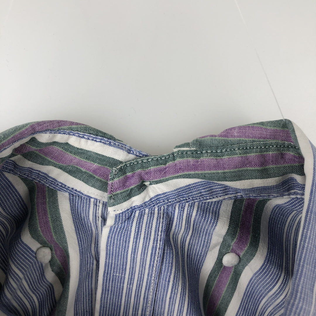 Ralph Lauren POLO by Ralph Lauren Multi-stripe Short-Sleeve Button-Down Striped Shirt, Men's Size L (approx.) cotton Blue type light blue Vintage Second Hand
